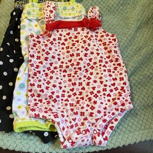 healthtex Red and White Floral Baby Romper